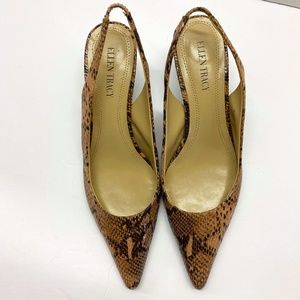 Ellen Tracy - Emma Tan/Brown Snake Skin Kitten Heels